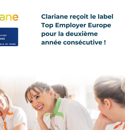 Clariane reçoit le label Top Employer Europe pour la deuxième année consécutive